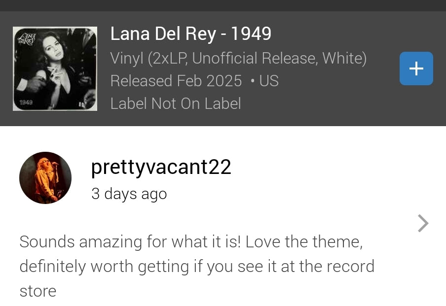 LANA DEL REY 1949 MIXTAPE 2LP WHITE VINYL RECORD UNOFFICIAL RARE