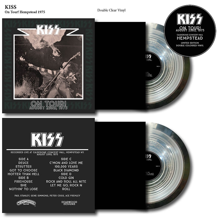Kiss - HEMPSTEAD On Tour! Live Clear Vinyl 1975 "2LP COLOURED VINYL RECORD"