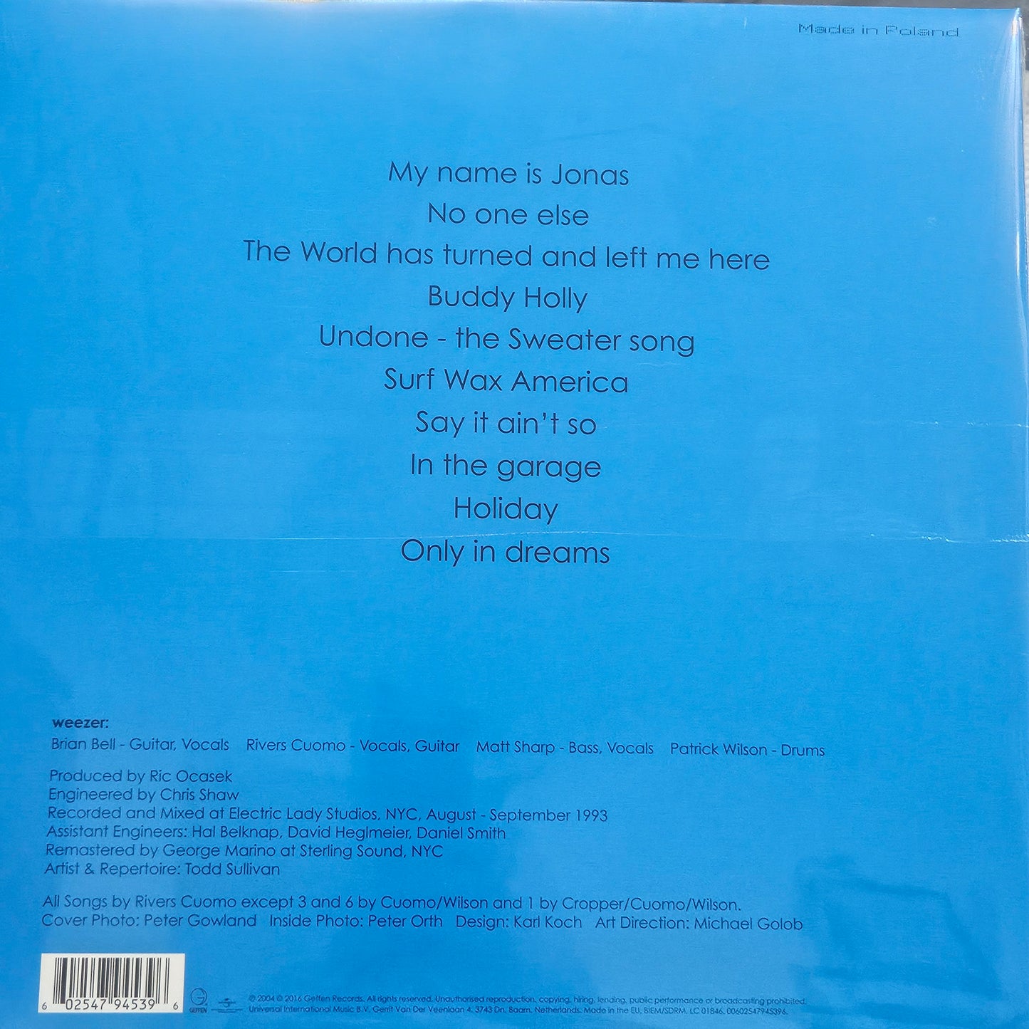 WEEZER -WEEZER - BLUE ALBUM VINYL