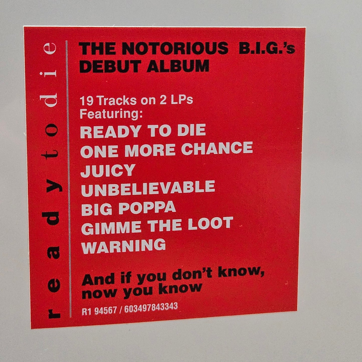Notorious B.I.G - Ready To Die Vinyl Record Biggie Gatefold