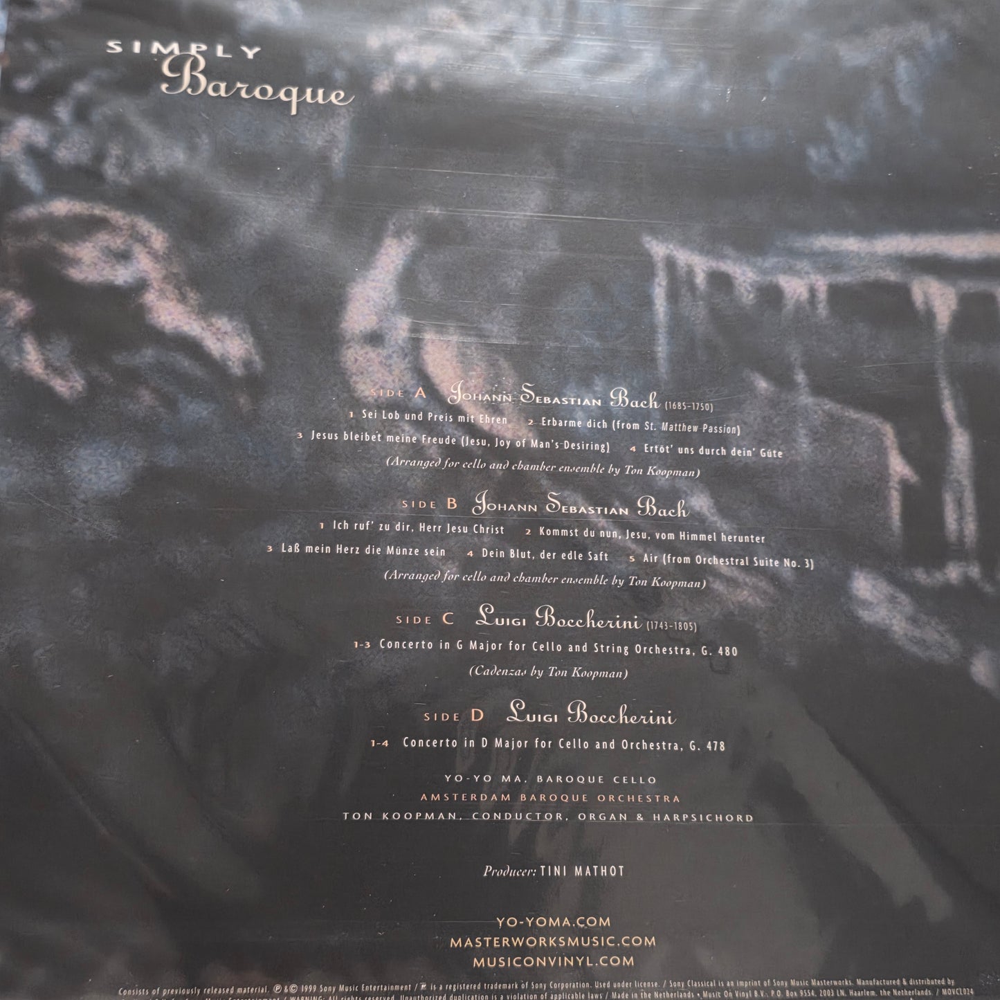 Yo-Yo Ma, Ton Koopman, The Amsterdam Baroque Orchestra - Simply Baroque - Aquamarine Coloured Vinyl Limited Edition (2xLP, RE, 180) Vinyl Record / LP