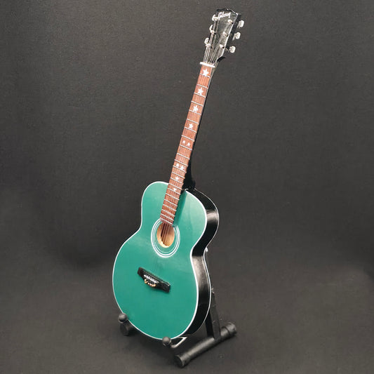 Miniature Guitar - Taylor Swift Reputation Green Gibson Acoustic - Model Guitar Inc Stand
