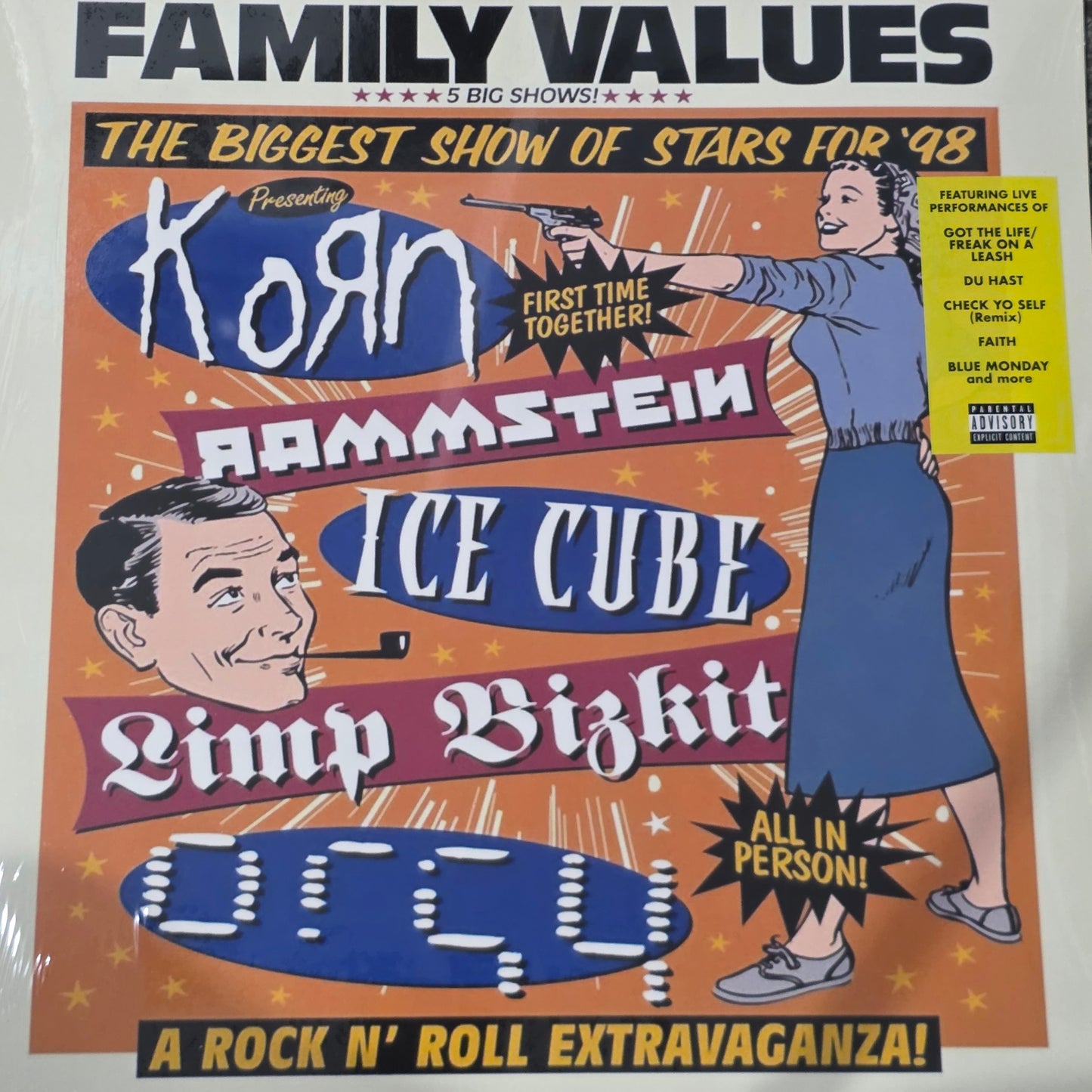 LIMP BIZKIT KORN RAMMSTEIN Family Values Tour '98 "2LP COLOURED VINYL"