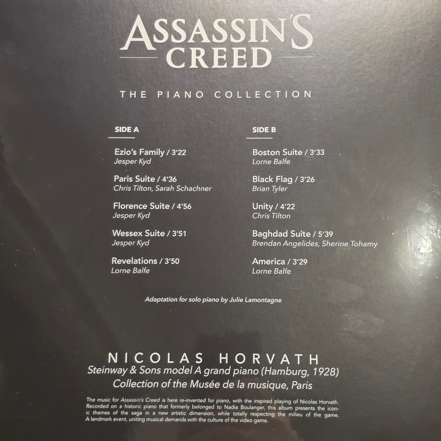 Assassin's Creed- The Piano Collection Soundtrack Vinyl Record LP Coloured
