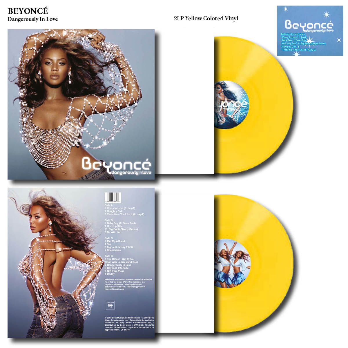 BEYONCE - DANGEROUSLY IN LOVE "VINYL RECORD 2LP" YELLOW COLOURED