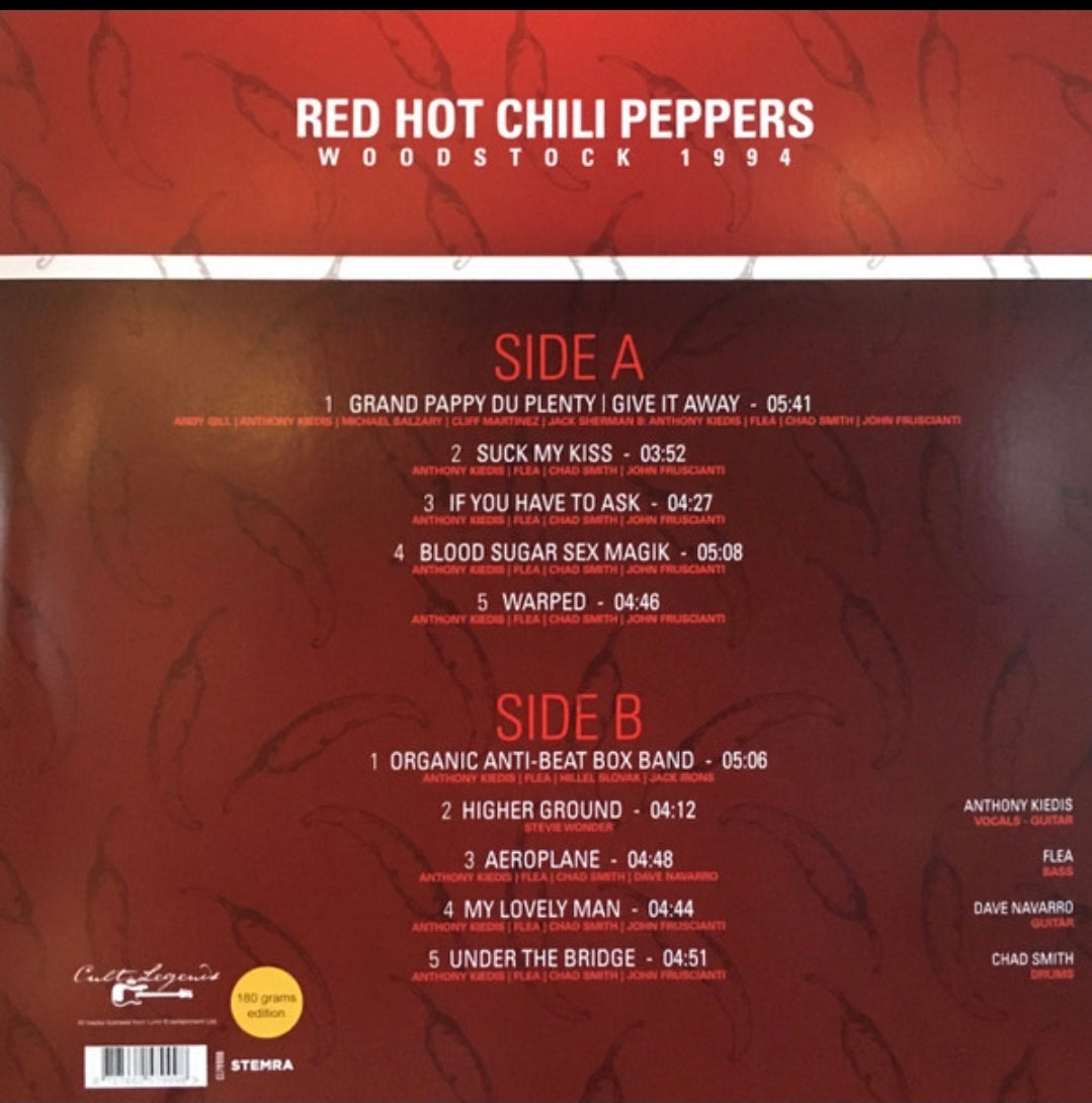 RED HOT CHILI PEPPERS LIVE WOODSTOCK 1994 VINYL RECORD