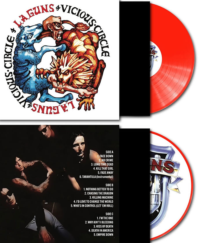 L.A. Guns – Vicious Circle "2LP COLOURED VINYL RECORD - ILLUSTRATED SIDE D" LA GUNS