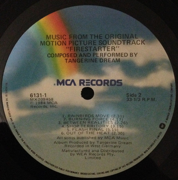 Tangerine Dream : Firestarter (Music From The Original Motion Picture Soundtrack)  (LP, Album)