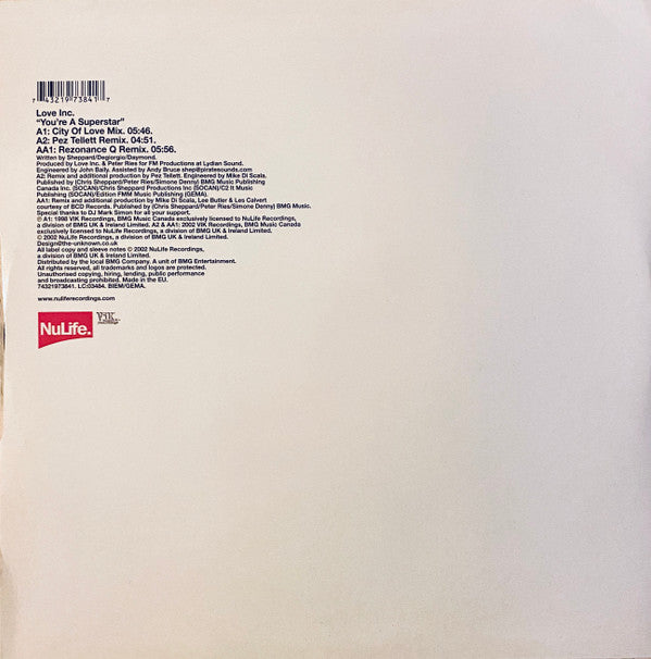 Love Inc : You're A Superstar (12")