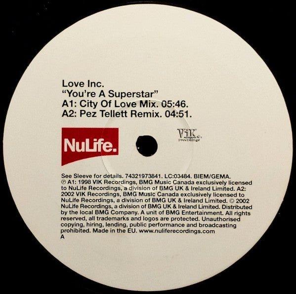 Love Inc : You're A Superstar (12")