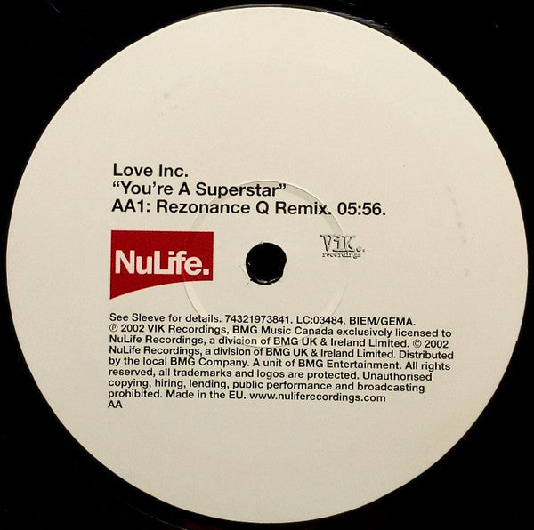 Love Inc : You're A Superstar (12")