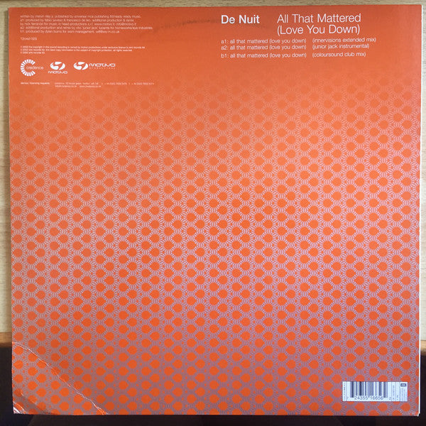 De Nuit : All That Mattered (Love You Down) (12")