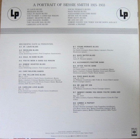 Bessie Smith : A Portrait Of Bessie Smith 1925-1933 (LP, Comp, Mono)