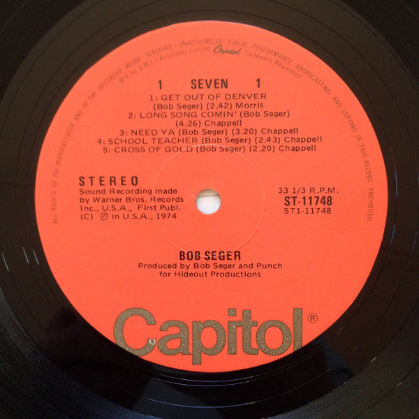 Bob Seger : Seven (LP, Album, RE)