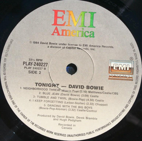 David Bowie : Tonight (LP, Album)