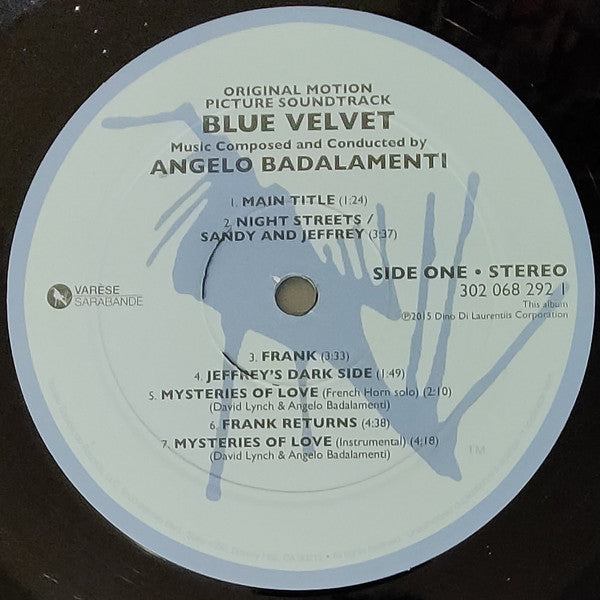 Angelo Badalamenti : Blue Velvet (Original Motion Picture Soundtrack)  (LP, Album, RE)
