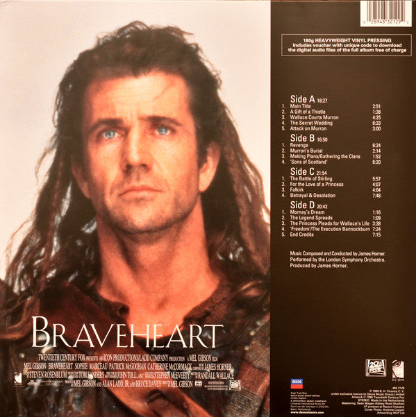 James Horner Performed By London Symphony Orchestra : Braveheart (Original Motion Picture Soundtrack) (2xLP, Album, RE)