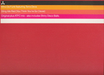 Who Da Funk : Sting Me Red (You Think You're So Clever) (12")