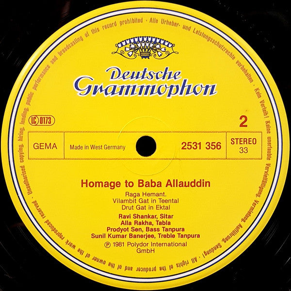 Ravi Shankar : Homage To Mahatma Gandhi & Baba Allauddin (LP, Album)