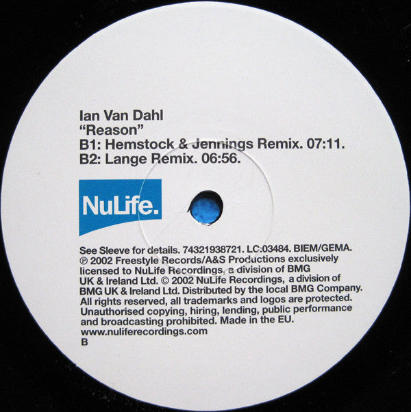 Ian Van Dahl : Reason (12")