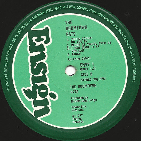 The Boomtown Rats : The Boomtown Rats (LP, Album, RP)