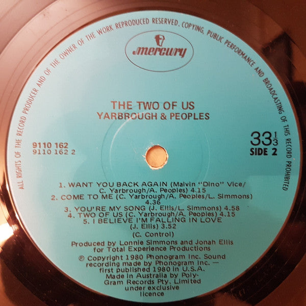 Yarbrough & Peoples : The Two Of Us (LP, Album)