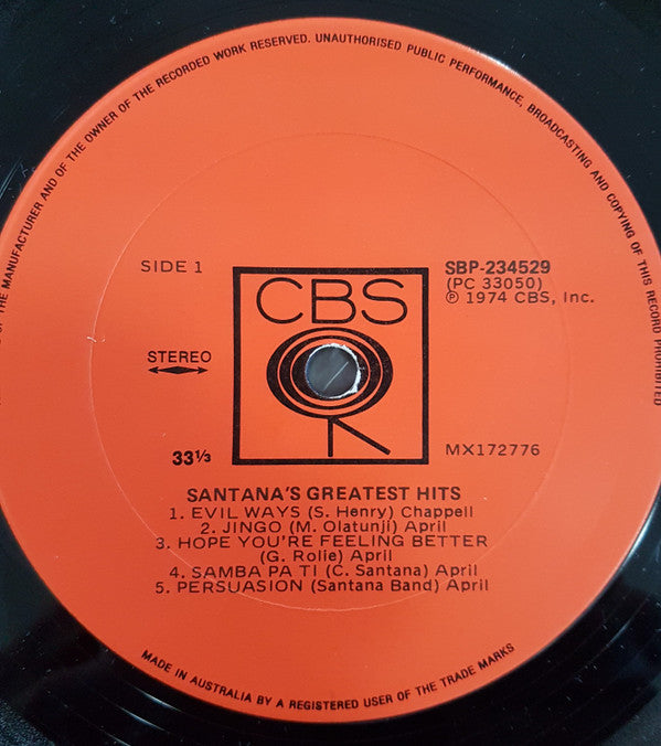 Santana : Santana's Greatest Hits (LP, Comp)
