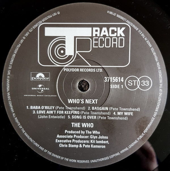 The Who : Who's Next (LP, Album, RE, RM, 180)