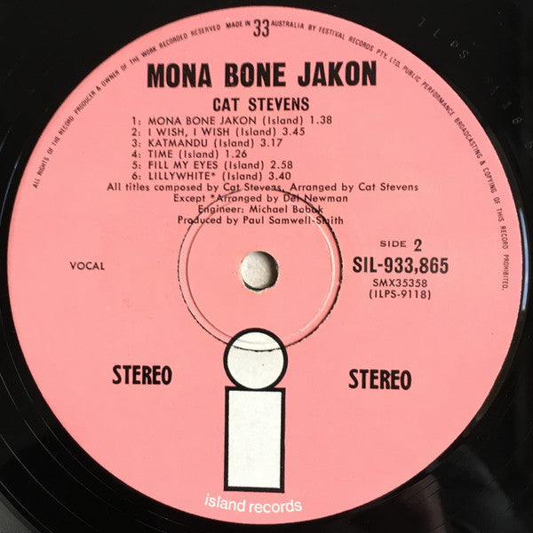Cat Stevens : Mona Bone Jakon (LP, Album, RE, Pin)