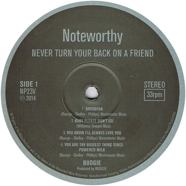 Budgie : Never Turn Your Back On A Friend (LP, Album, RE, 180)