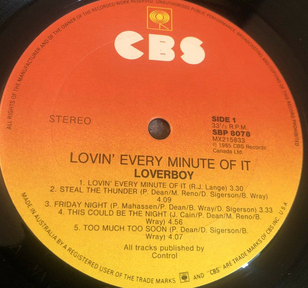 Loverboy : Lovin' Every Minute Of It (LP, Album)