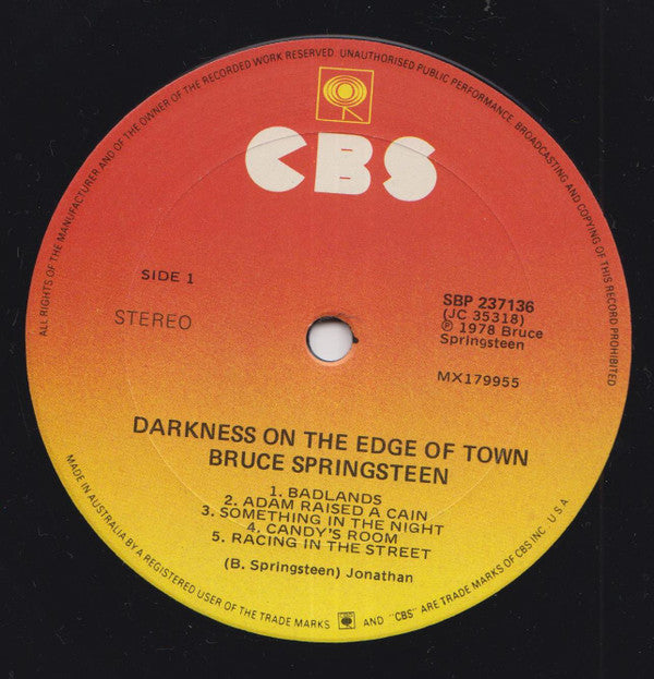 Bruce Springsteen : Darkness On The Edge Of Town (LP, Album)