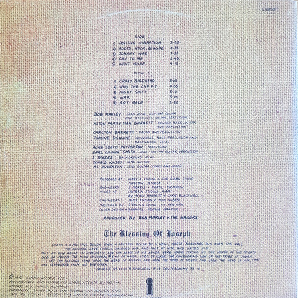 Bob Marley & The Wailers : Rastaman Vibration (LP, Album, Gat)