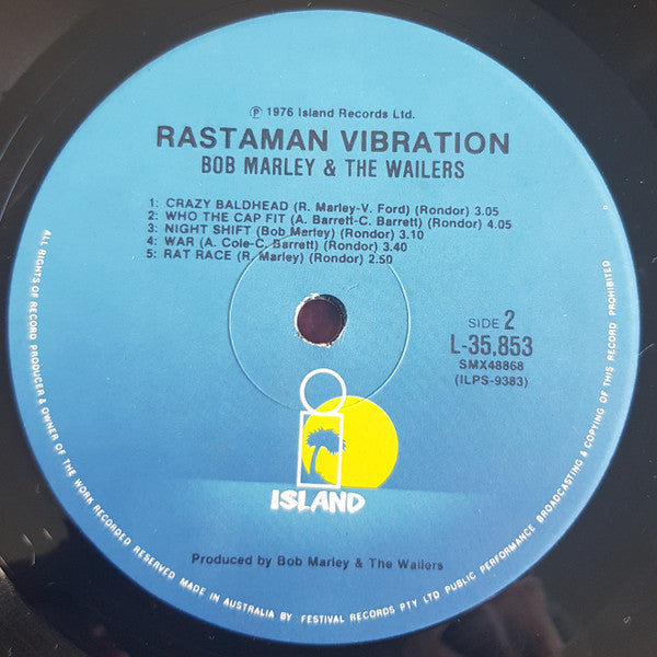 Bob Marley & The Wailers : Rastaman Vibration (LP, Album, Gat)