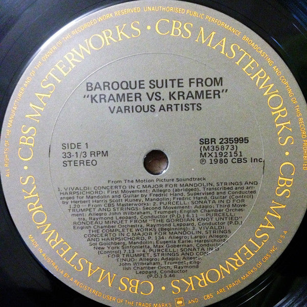 Various : Baroque Suite From Kramer Vs. Kramer: From The Motion Picture Soundtrack (LP, Comp)