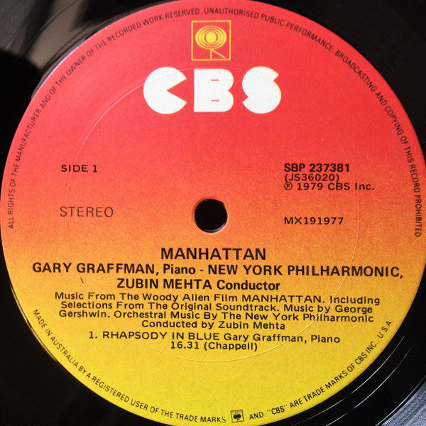 George Gershwin / New York Philharmonic : Music From The Woody Allen Film "Manhattan" (LP, Album)