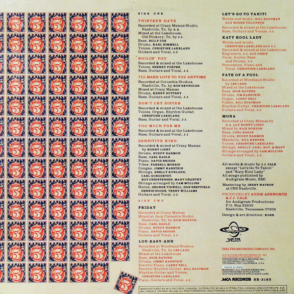 J.J. Cale : 5 (LP, Album, Tex)