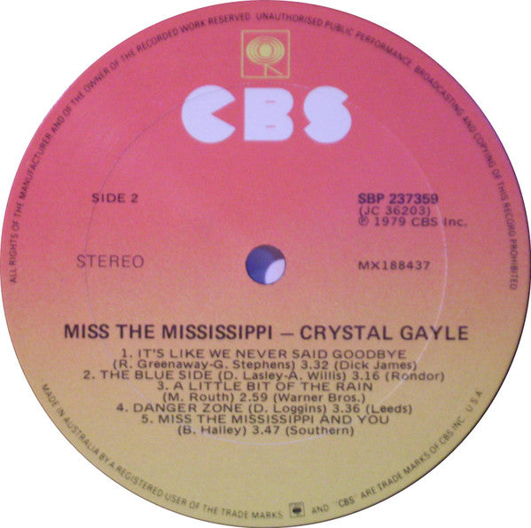 Crystal Gayle : Miss The Mississippi (LP, Album)