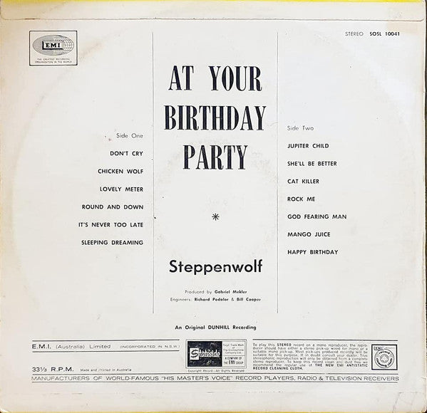 Steppenwolf : At Your Birthday Party (LP, Album)