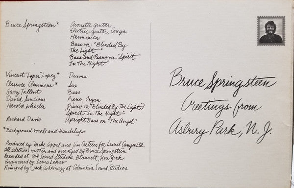 Bruce Springsteen : Greetings From Asbury Park, N.J. (LP, Album, RE, Ter)