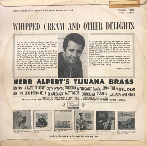 Herb Alpert's Tijuana Brass* : Whipped Cream & Other Delights (LP, Album, Mono, Blu)