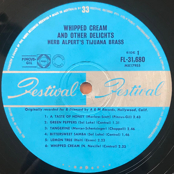 Herb Alpert's Tijuana Brass* : Whipped Cream & Other Delights (LP, Album, Mono, Blu)