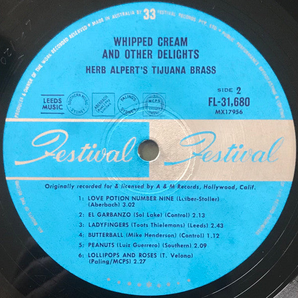 Herb Alpert's Tijuana Brass* : Whipped Cream & Other Delights (LP, Album, Mono, Blu)