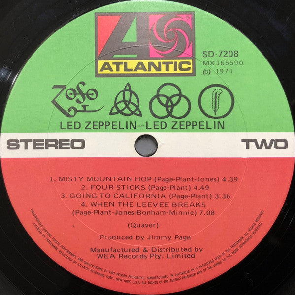 Led Zeppelin : Untitled (LP, Album, RE, RP, Gat)