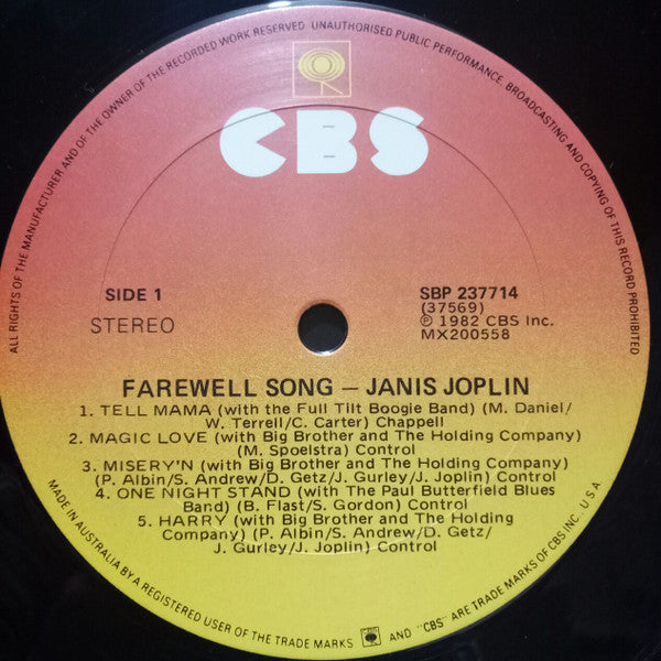 Janis Joplin : Farewell Song (LP, Album)