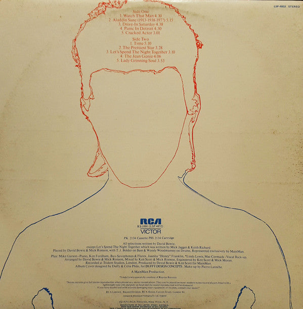 David Bowie : Aladdin Sane (LP, Album, Gat)