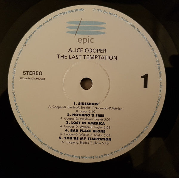 Alice Cooper (2) : The Last Temptation (LP, Album, RE)