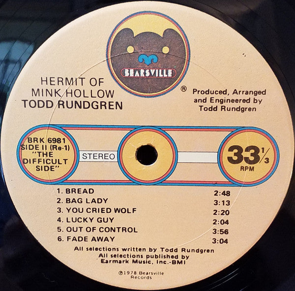 Todd Rundgren : Hermit Of Mink Hollow (LP, Album, Gol)