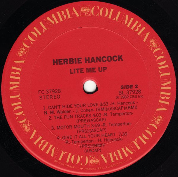 Herbie Hancock : Lite Me Up (LP, Album, Pit)