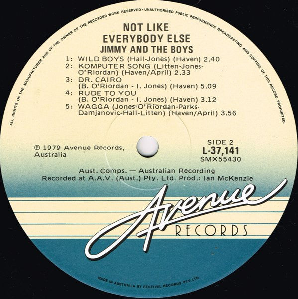 Jimmy And The Boys : Not Like Everybody Else! (LP, Album)